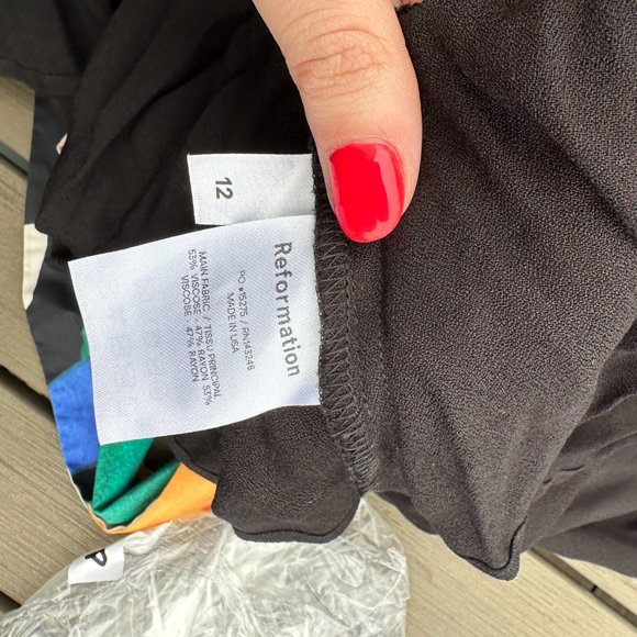 Reformation Benny Cut-out Waist Midi Dress Black Flared Flounce Sleeves Sz 12 - Picture 3 of 11